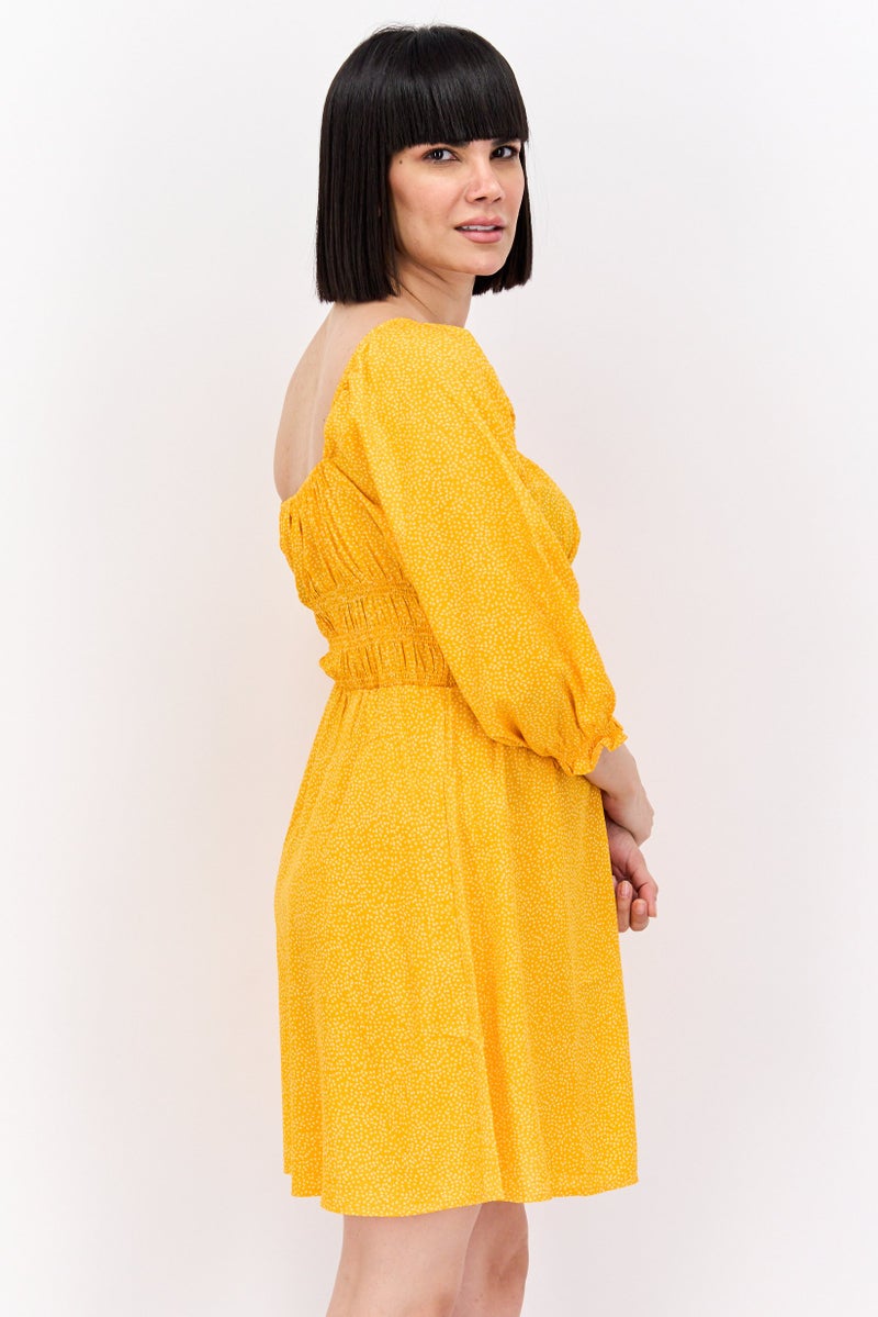 NEW LOOK Women Allover Mini Dress, Orange - Image 2